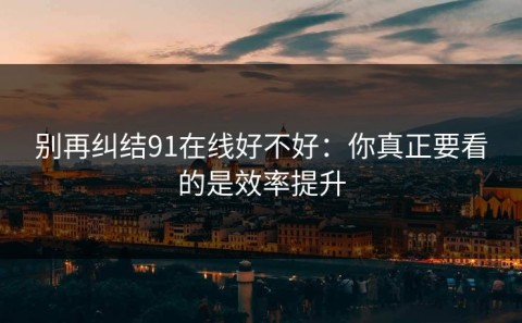 别再纠结91在线好不好：你真正要看的是效率提升