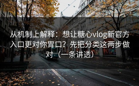 从机制上解释：想让糖心vlog新官方入口更对你胃口？先把分类这两步做对（一条讲透）