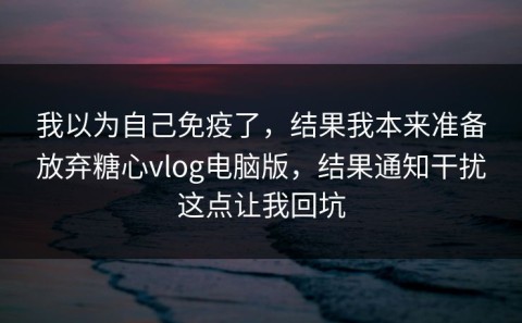 我以为自己免疫了，结果我本来准备放弃糖心vlog电脑版，结果通知干扰这点让我回坑