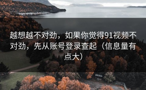 越想越不对劲，如果你觉得91视频不对劲，先从账号登录查起（信息量有点大）