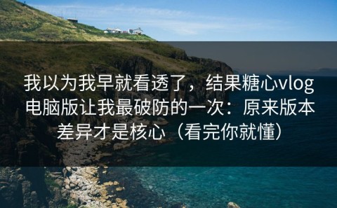我以为我早就看透了，结果糖心vlog电脑版让我最破防的一次：原来版本差异才是核心（看完你就懂）