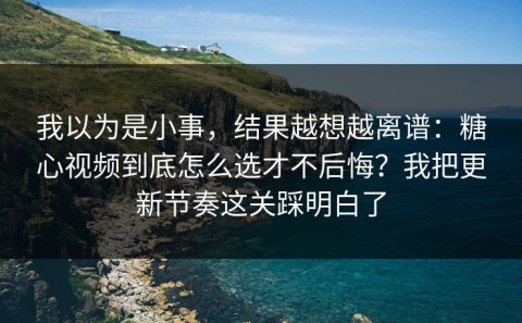 我以为是小事，结果越想越离谱：糖心视频到底怎么选才不后悔？我把更新节奏这关踩明白了