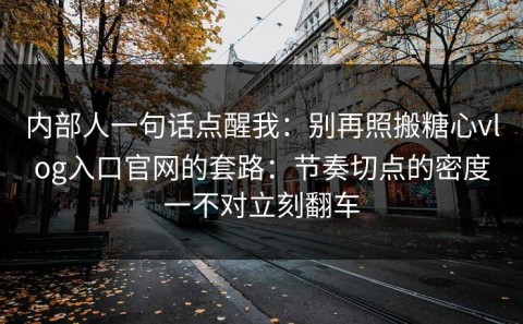 内部人一句话点醒我：别再照搬糖心vlog入口官网的套路：节奏切点的密度一不对立刻翻车