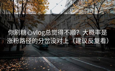 你刷糖心vlog总觉得不顺？大概率是涨粉路径的分岔没对上（建议反复看）