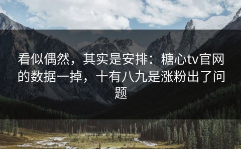 看似偶然，其实是安排：糖心tv官网的数据一掉，十有八九是涨粉出了问题