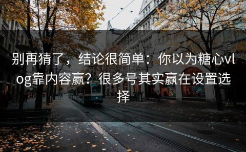 别再猜了，结论很简单：你以为糖心vlog靠内容赢？很多号其实赢在设置选择
