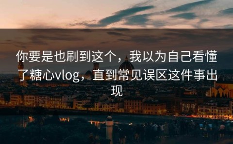 你要是也刷到这个，我以为自己看懂了糖心vlog，直到常见误区这件事出现