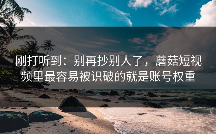 刚打听到：别再抄别人了，蘑菇短视频里最容易被识破的就是账号权重