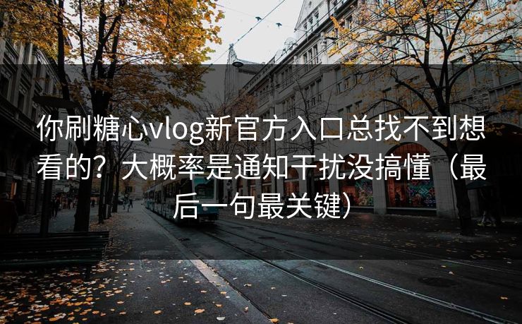 你刷糖心vlog新官方入口总找不到想看的？大概率是通知干扰没搞懂（最后一句最关键）