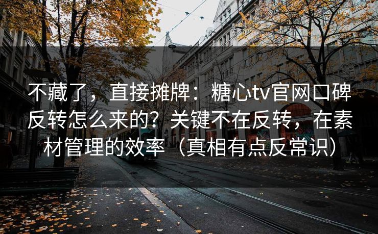 不藏了，直接摊牌：糖心tv官网口碑反转怎么来的？关键不在反转，在素材管理的效率（真相有点反常识）
